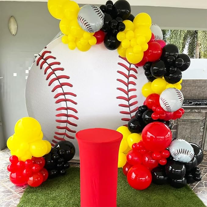 Baseball Round Backdrop Cover 7.2ft,Sports Theme Arch Backdrop for Birthday Party Decoration,Baseball Lovers Fans Athlete Children Birthday Circle Background for Photography Event Banner