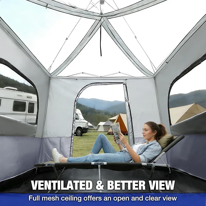 REDCAMP Canopy Camping Tent for Pop Up Canopy Tent, Inner Tent Converts Straight Leg 10'x10' or 10'x20' Canopy into Camping Tent, Fits 4-6 Person(Frame/Shelter NOT Included)