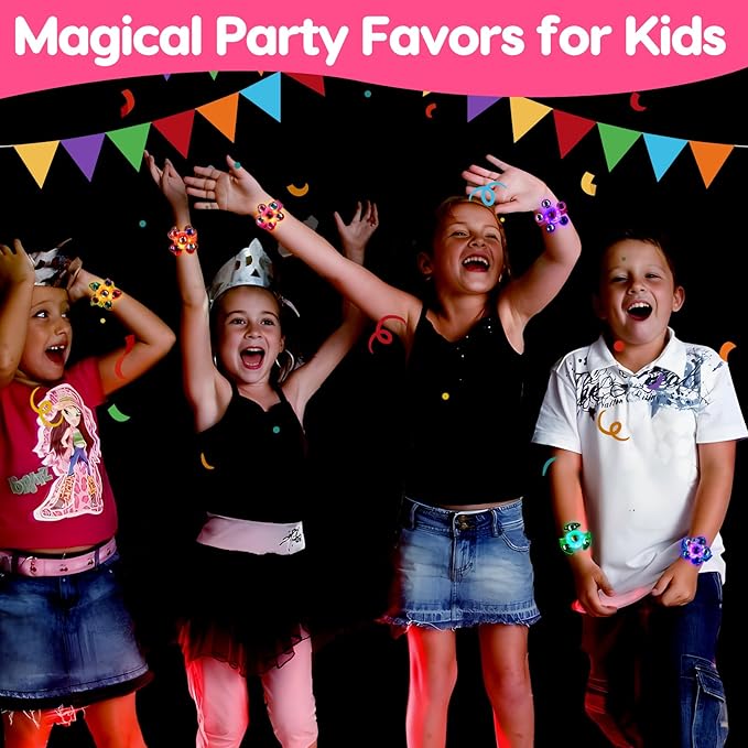 24PCS Light Up Fidget Spinner Bracelets Glow Birthday Party Favors Bulk for Kids 4-8 8-12 Summer Goodie Treat Bag Stuffers Pinata Filler Classroom Treasure Toys Carnival Prize End of Year Student Gift