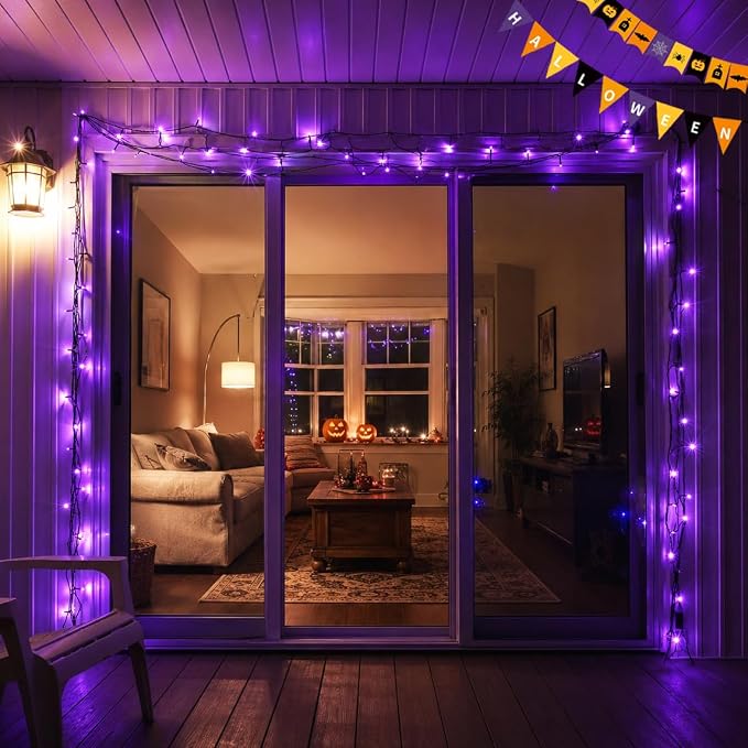 Purple Halloween Lights, 95ft 240Led 13 Modes String Lights Plug in, Twinkle Light with Timer Indoor/Outdoor for Tree Party Halloween Decorations