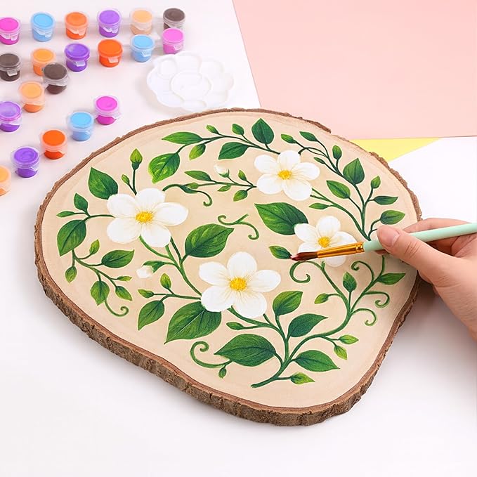 8 Pack 10-12 inches Large Wood Slices for Centerpieces, Rustic Wooden Rounds, Wood Centerpieces for Tables, Natural Paulownia Wooden Slabs for DIY Crafts and Wedding Decor