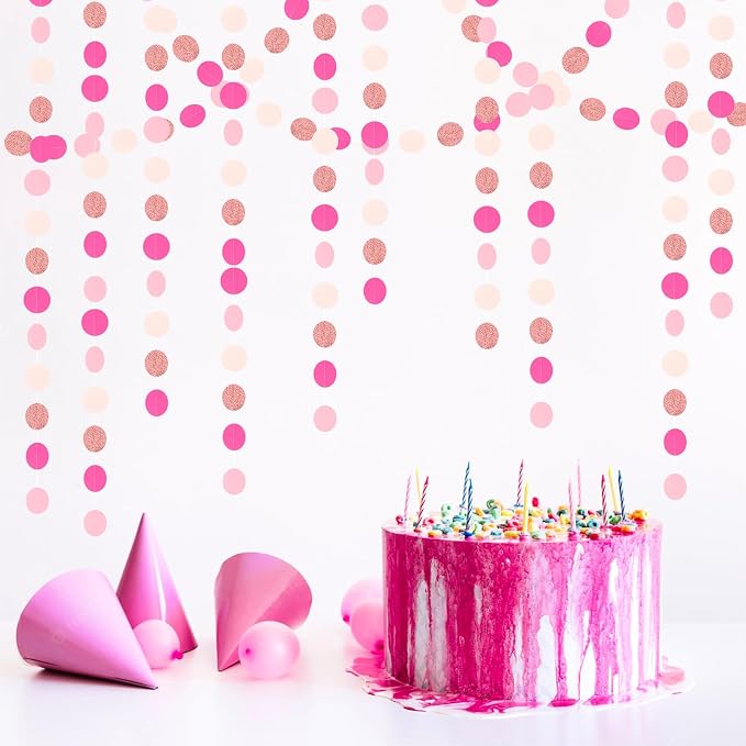 Hot-Pink Rose-Gold Party Decorations Garland and Hot-Pink Rose-Gold Party Decorations Heart-Garland