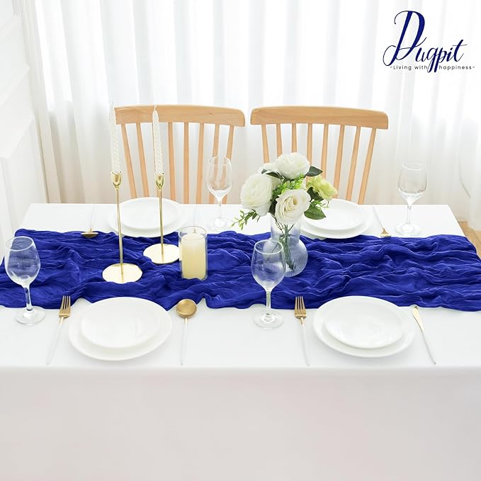 16Pack Royal Blue Table Runners 10FT Royal Blue Cheesecloth Table Runner 35x120Inch Long Boho Cheese Cloth Table Runner Rustic Gauze Table Runners for Party Wedding Bridal Baby Shower Decorations