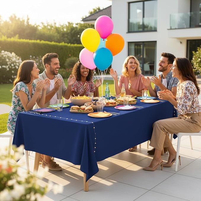 Fixwal 2 Pack Navy Blue 60 x 102 Inch Rectangle Tablecloths, Reusable Heavy Duty Washable Polyester Table Covers for 6 Ft Tables, Wedding, Party, Baby Shower, Birthday, Outdoor