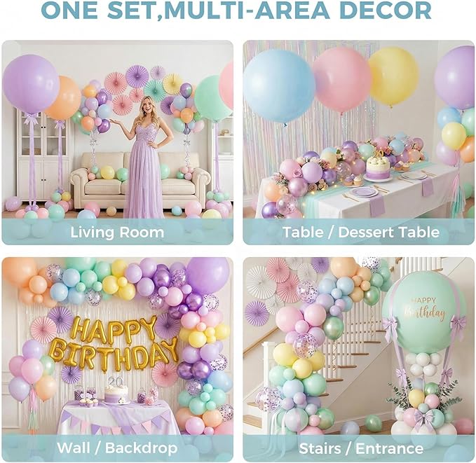 LovesTown 12 PCS Pastel Large Balloons, 36 Inch Pastel Latex Giant Balloons for Wedding Bridal Shower Party Festival Decorations