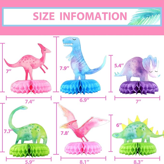 Dinosaur Baby Shower Centerpieces - 12 PCS Dino Party Honeycomb Centerpieces for Decorations - Dino Center Piece Dinosaur Table Topper for Kid