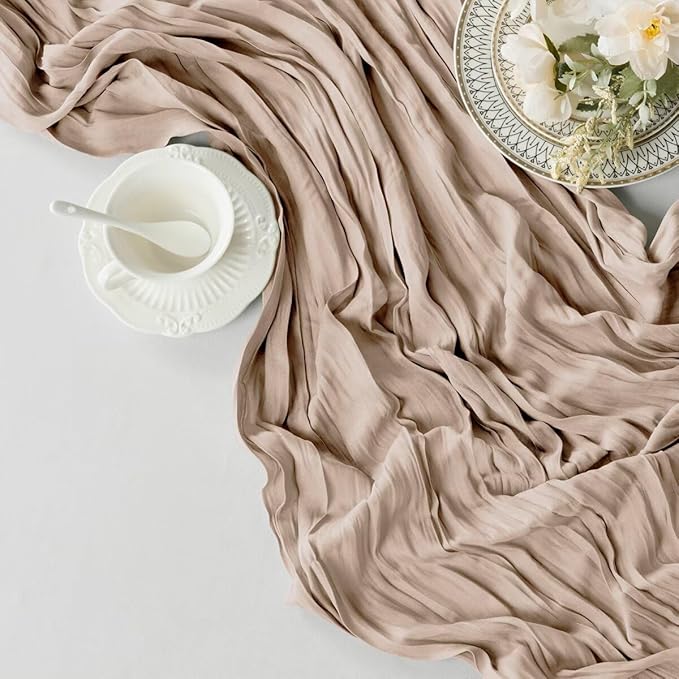 6 Pack Nude Cheesecloth Table Runner 35"×120" Gauze Fabric Table Runner Rustic Sheer Runner for Wedding Birthday Baby Shower Party Table Decoration Nude 6 Pack