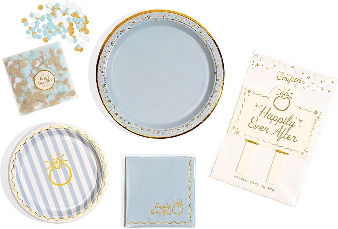 Bridal Wedding Celebration, Stylish Tableware Set for 8 Guests – Blue/Cream