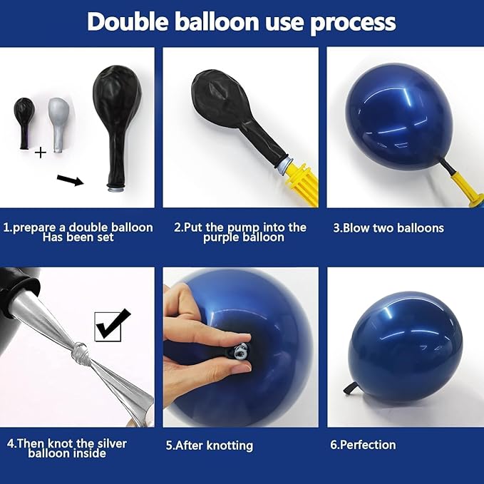 Navy Blue White Balloons Royal Blue Silver Balloon Garland Arch Kit for Birthday Baby Shower Graduation Bridal Shower Business Party Decorations