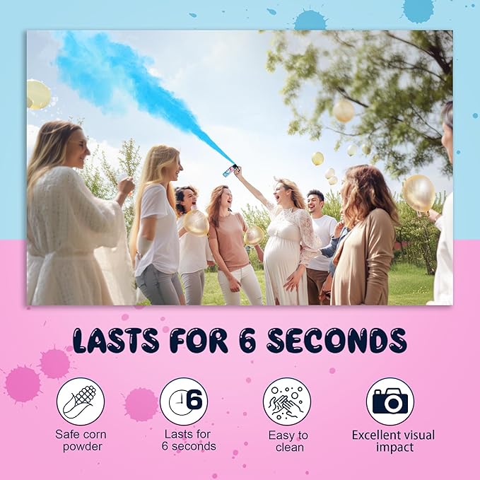 POPUPARTY Gender Reveal Fire Extinguisher Color Blasters, 1 Pink Blaster, 1 Blue Blaster for Baby Boy or Girl Gender Reveal Party