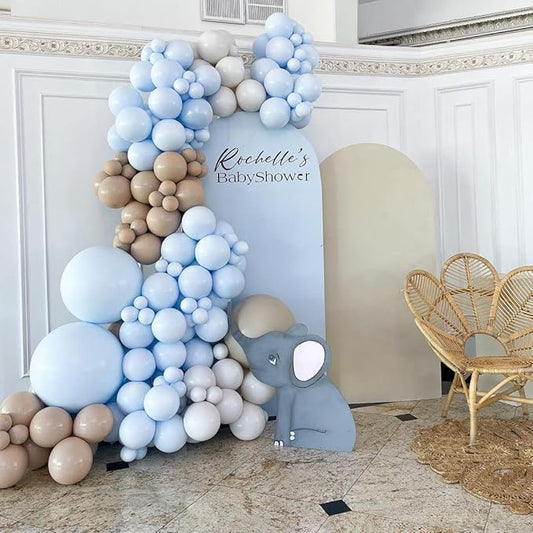 Blue Apricot Balloon Garland Double Stuffed White Sand Balloon Kit for Baby Shower Birthday Boho Theme Party Decoration