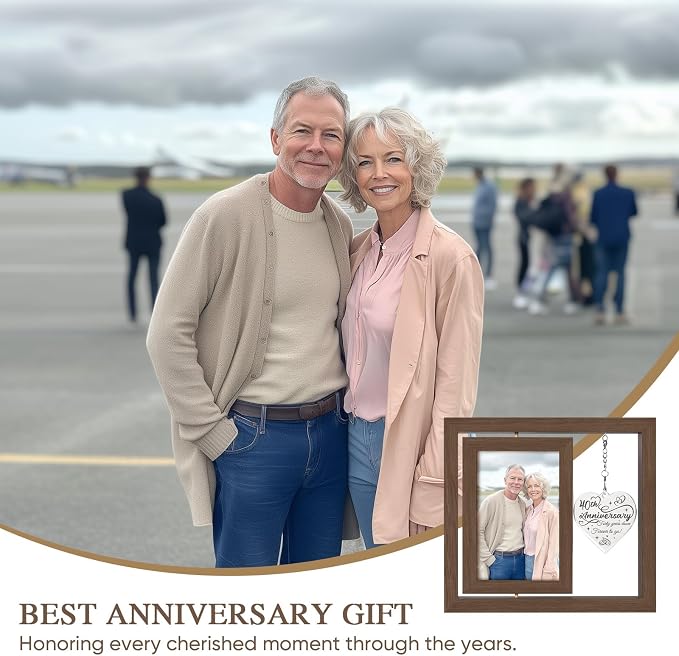 40 Year Anniversary Picture Frame Gifts, Best 40th Anniversary Wedding Gifts for Couple Parents Husband Wife Him Her Men Women, Personalized Forty Year Fortieth Anniversary Wood Gift Decorations
