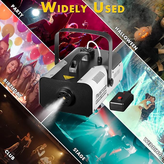 Fog Machine 1000W with Wireless Remote Control and Manual Control, Professional Stage Smoke Machine for DJ Concert Halloween