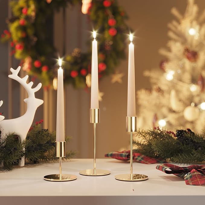 zeochyni Set of 24 French Gold Taper Candle Holders Bulk Candlestick Holders, Decor Candle Stick Candle Holder for Table or Mantel Centerpiece, Wedding, Dinning, Party Home Decor