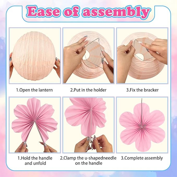 Spring Hanging Decorations - 18Pcs Spring Party Decorations | Paper Lanterns & Flower Fans Set for Pastel Classroom Decor, Office, Baby Shower, Birthday, Wedding & Easter Wall Decor