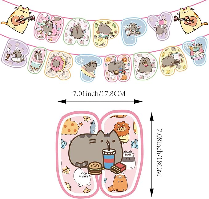 Adorable Cat Party Decorations Kit - Includes Banner, Balloons, Cake/Cupcake Toppers & Hanging Swirls, Perfect for Birthday, Graduation & Themed Pet Parties