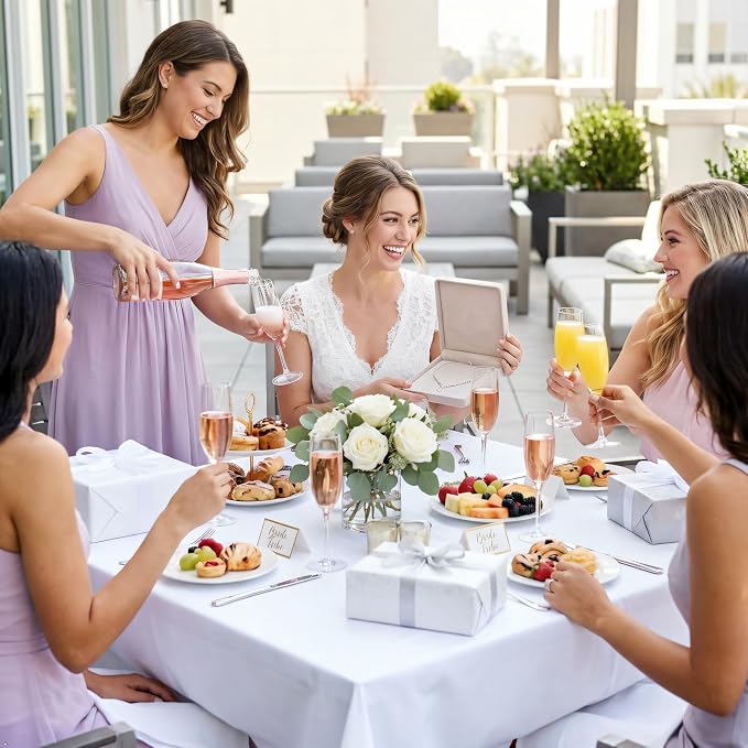 8 Pack White Table Cloth 70 x 70 Inch Square Tablecloth, Wrinkle Resistant White Tablecloth Washable Polyester Fabric for Party Wedding Banquet