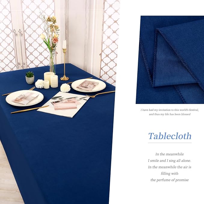 6 Pack Tablecloth 60 x 102 inch Polyester Table Cloth for 6 Foot Rectangle Tables,Stain and Wrinkle Resistant Washable Fabric Table Covers Polyester Navy Blue Table Clothes for Wedding,Party,Banquet