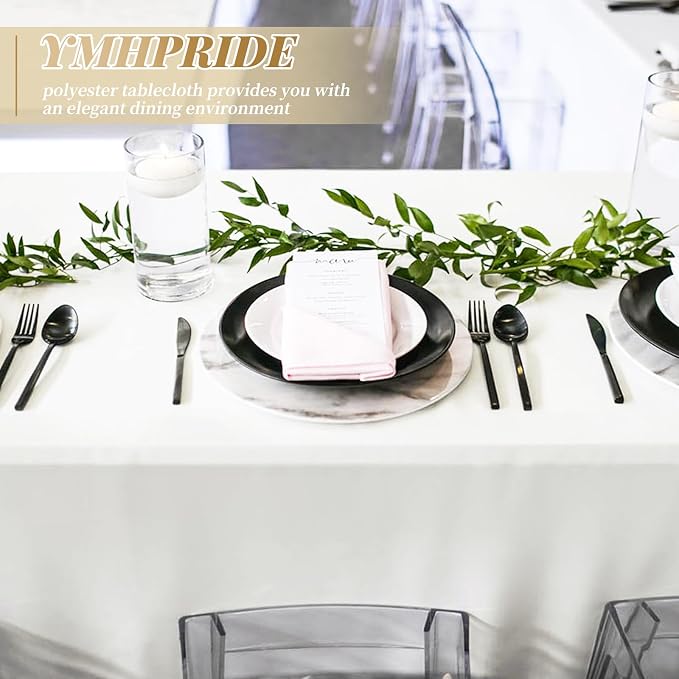 12 Pack Ivory Tablecloths for Rectangle Tables Stain and Wrinkle Resistant Washable Polyester Tablecloth 60 x 126 Inch Table Cloth Rectangle Table 6 Foot Rectangle Table Cloth for Wedding Party