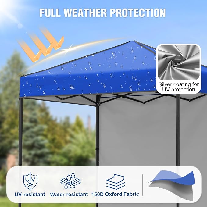 6x4 Pop Up Canopy Tent with One Wall Panel, Instant Portable Beach Canopy, Outdoor Tent with Carry Bag for Camping, Sports, Tailgating, Events, Blue