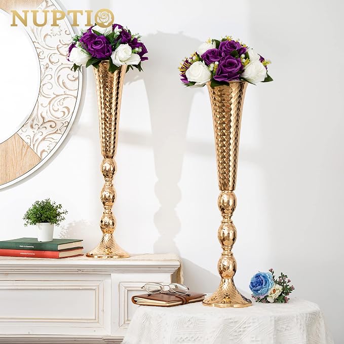 NUPTIO Flower Balls Centerpieces for Tables: Purple White Fake Roses | 10 Pcs 9.5 inch, Artificial Flower Arrangements for Wedding, Birthday Party, Bridal Shower, Quinceanera Decorations