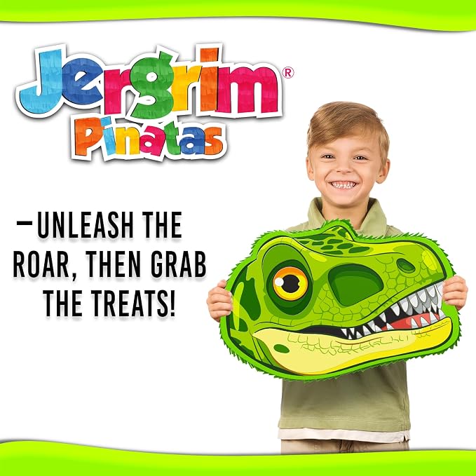 Jergrim Dinosaur Pinata Head, 4 Piece Set, For Jurassic Party Supplies, Dino Parties Decoration, Roar Pinatas, Birthday, Mexican Piñata De Dinosaurio Fits Pinata Stuffers And Dinosaurs Party Favors