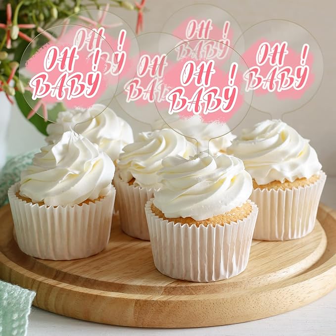 BBTO 100 Pieces 2 Inch Circle Blank Cupcake Toppers DIY Acrylic Round Clear Cupcake Toppers Sticks for Birthday Festival Party Christmas Halloween Baby Shower Wedding Party Cupcakes Decoration