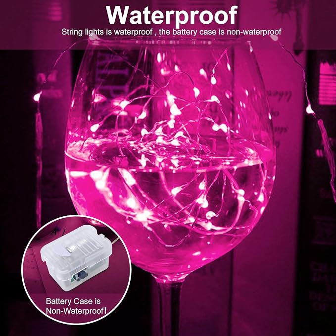 AIKEI 12 Pack LED Fairy Lights Battery Operated, Valentines Day Decor Pink String Lights Waterproof 7 Feet 20 LED Firefly Starry Lamps for Wedding Party Bedroom Garden Christmas Decoration