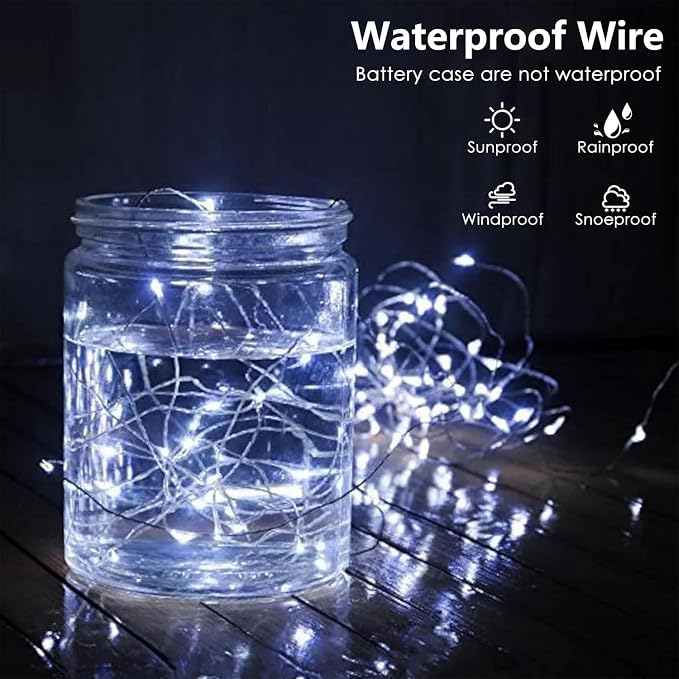 2-Pack Fairy Lights Battery Operated with Timer, 16FT 50 LED String Lights Indoor Outdoor, Cuttable Starry Fairy Lights Waterproof for Christmas Home Bedroom Wedding DIY Centerpiece Decor (Cool White)