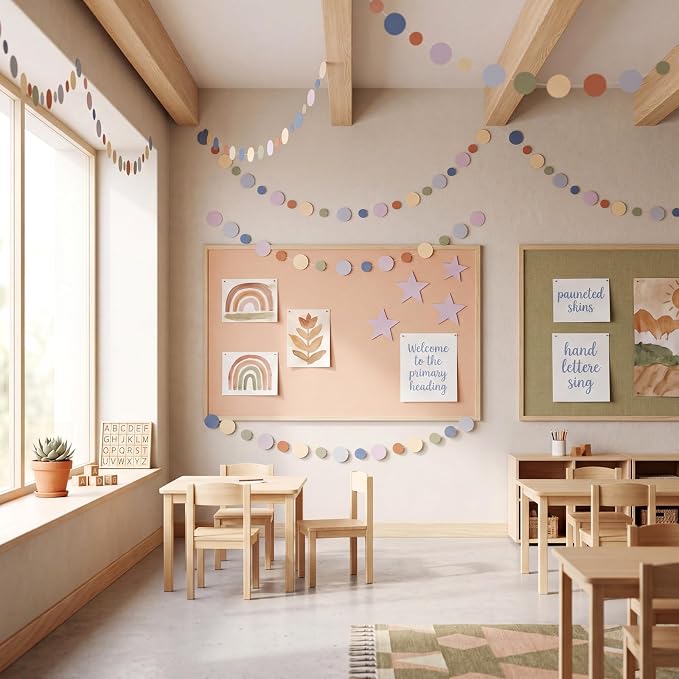 Outus 10 Pieces Colorful Circle Garland Banner Hanging Paper Dot Decorations for Classroom, Birthday Party, Baby Shower, Wedding Backdrop & Photo Booth Graduation Decor (Boho Color)