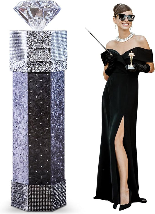 Thyle 6 Ft Sparkling Night Diamond Topped Columns Cardboard Stand-up Cutout Life-Size Sparkling Nights Party Decoration Backdrop Photo Props Columns Standup for Theme Nights Awards Dance Supplies