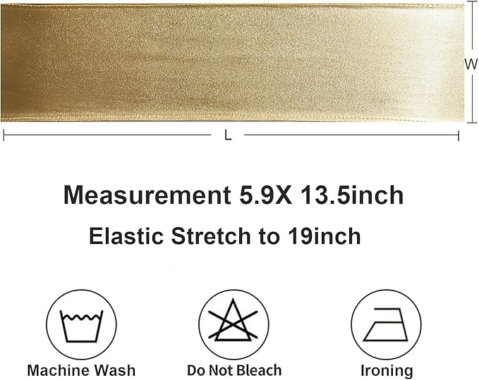 Gold Chair Sashes 50 Pack for Wedding Ceremony, Elastic Chair Bands Bows for Party Banquet Theme Hotel Restaurant Event Decorations (50 Pieces, Metallic Gold)
