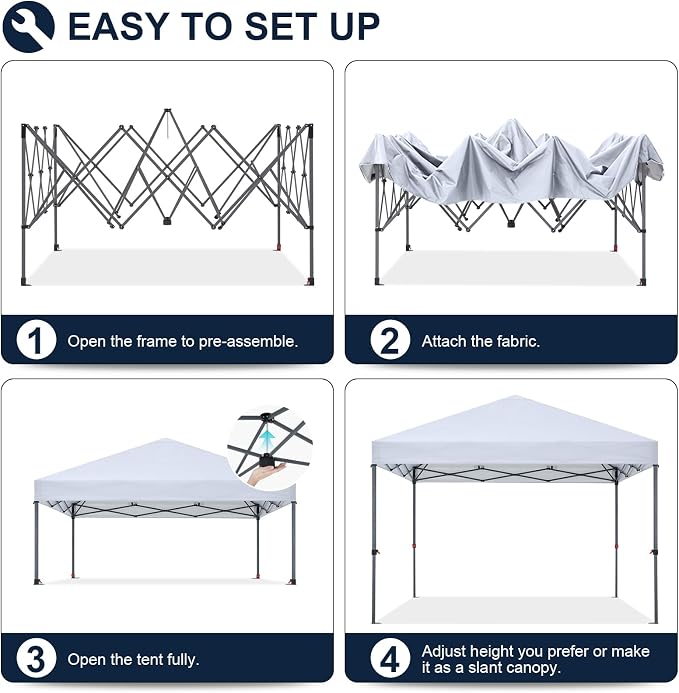 COOSHADE Durable Easy Pop Up Canopy Tent 10x10Ft, with 4 Sandbags(White)