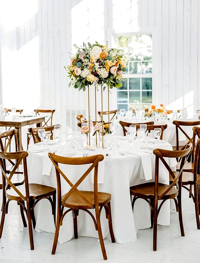 Pesonlook 4 Pack White Round Tablecloth 90 Inch, Polyester Table Cloth for Round Tables, Washable Table Cloth Stain and Wrinkle Resistant Decorative Table Cover for Wedding Party Dining Banquet