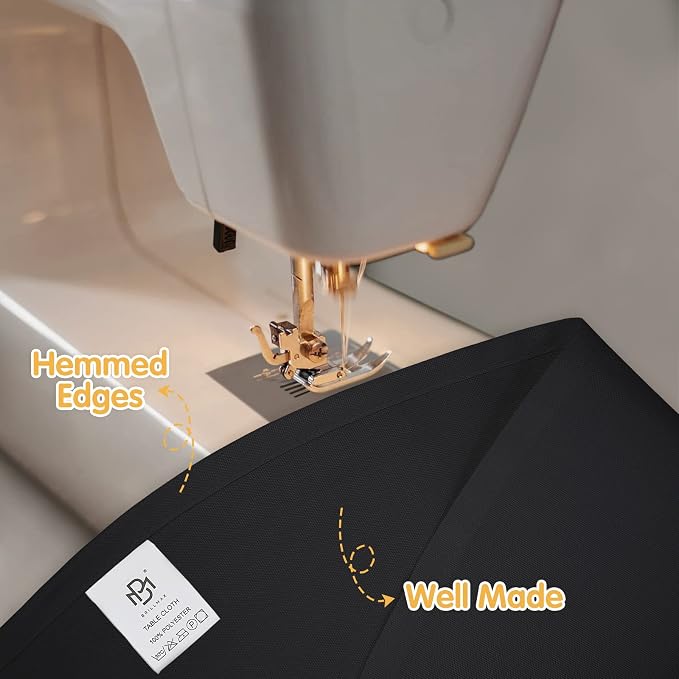BRILLMAX 8 Pack Black Round Tablecloths 90 Inch for 60” Tables - 150 GSM Polyester Fabric, 15" Standard Drop, Water, Stain & Wrinkle Resistant Cloth Cover for Wedding Reception Banquet Dining
