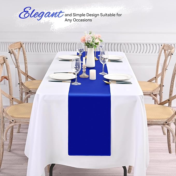 24 Pack Royal Blue Satin Table Runners, 12 x 108 Inch Table Runners for Rectangle Round Tables,Smooth Satin Table Runner for Wedding,Birthday Party Banquets Graduation Engagements Decoration