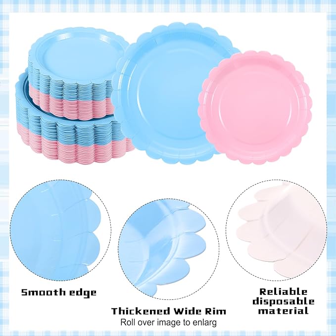 Tegeme 256 Pcs Pink and Blue Gender Reveal Party Supplies Disposable Tablecloth Paper Plates Napkin Cup Plastic Fork Knives Spoon Tableware Serve 36 Guest for Birthday Baby Shower Wedding Decoration