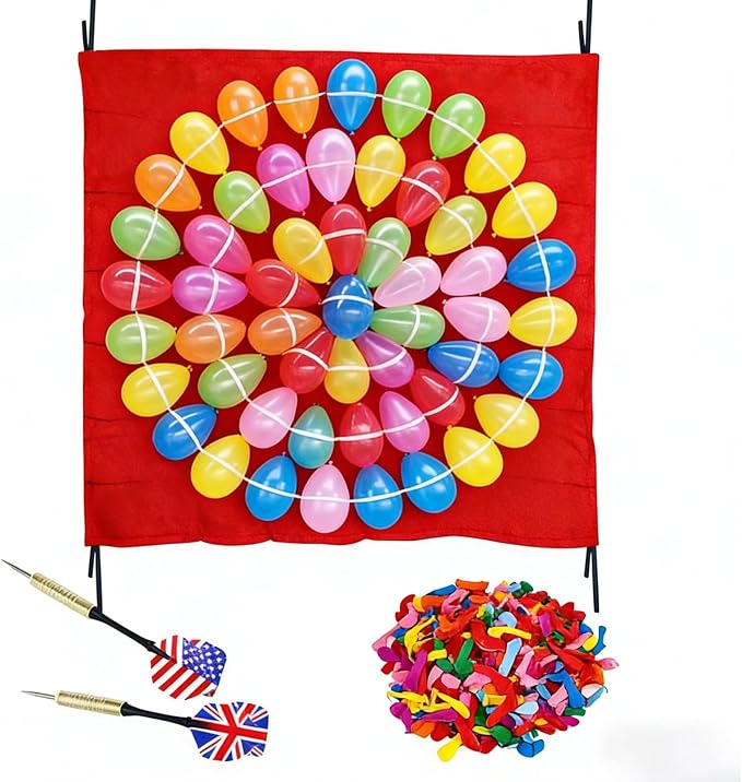 Balloon Dart Board, Carnival Fair Balloon Pop Game, Balloon Dart Game Board Set with 2 Darts & 500 Balloons, Classic Target Game for Birthday Parties, Carnivals