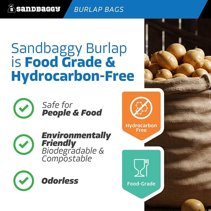 Sandbaggy - Large Burlap Bags 24" x 40" - Race Bags for Kids & Adults - Premium Quality for Vegetables - Bad Weather/Frost Protection - Pack of 4