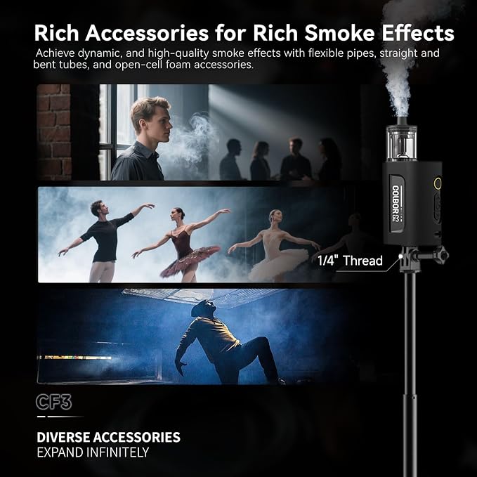 COLBOR CF3 Fog Machine 30W Portable Fog Machine Mini Fogger for Photography with 60° Tilt-Protection for Outdoor Party Cosplay Halloween Rechargeable Smoke Machine Fog
