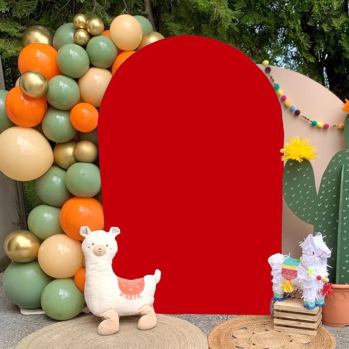 FOTSHARER Spandex Arch Cover 6.6FTx3.3FT Red Arch Backdrop Cover for Arch Stand Wedding Arches Spandex Cover Chiara Wall Covers Spandex Fabric for Arched Backdrop Birthday Arch Covers for Parties