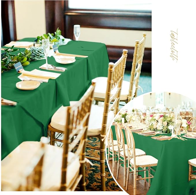 fani 10 Pack 60 x 126 Inch Tablecloth, Green Tablecloth for 8 Feet Rectangle Tables, Stain and Wrinkle Resistant Washable Fabric Table Cloth for Wedding Party Dining Table Buffet Parties Camping