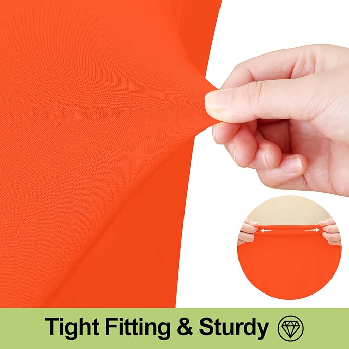 Smiry Spandex Tablecloth, Elastic Fitted Stretch Tablecloth for 4FT Rectangle Tables, Waterproof Washable Table Cover Skirt for Outdoor, Wedding, Banquet & Parties (Orange, 48Lx30Wx30H Inch)