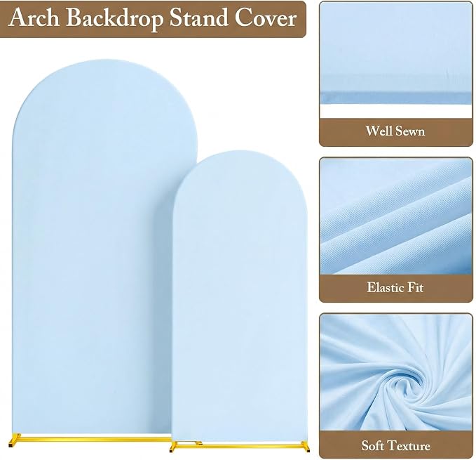 Toolterritary Metal Arch Backdrop Stand and Cover Set, 8FT, 6.6FT Party Backdrop, Easy to Assemble, Backdrop Stand for Parties, Birthday, Baby Shower