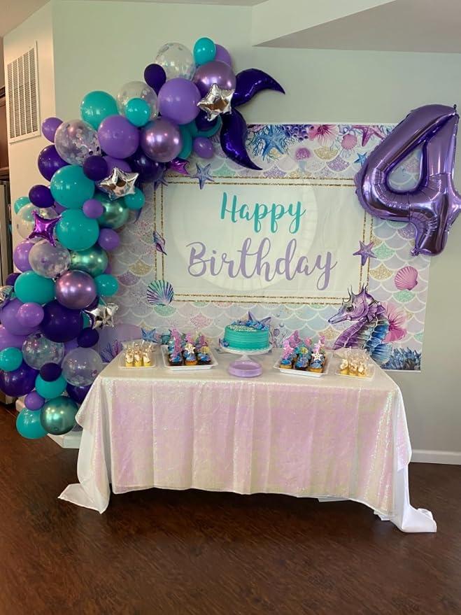 Sequin Tablecloth for Parties 132 Inch - Sparkle Glitter Cloth Round Table Cover Overlay for Wedding Baby Shower Ceremony Birthday Cake Table Holiday Banquet Decoration(Iridescent)