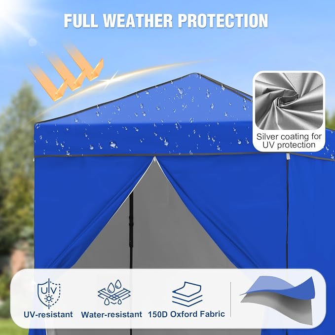 6x4 Pop Up Canopy Tent with Four Wall Panels, Instant Portable Beach Canopy, Outdoor Tent with Carry Bag for Camping, Sports, Tailgating, Events, Blue