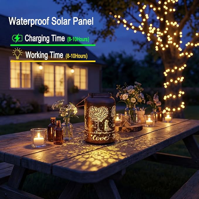 Solar Lanterns Outdoor Garden Decor Gifts for Her Wife Husband Him Couple Ideal Gift for Wedding Romantic Birthday Anniversary Valentines Bridal Shower