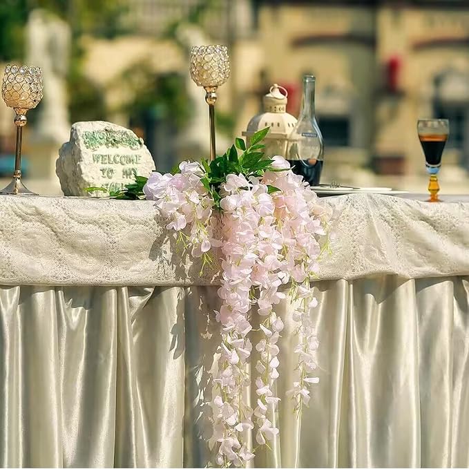 BLEUM CADE 20Pcs Pink Fake Wisteria Hanging Flowers, 3.6Ft/Pcs Artificial Wisteria Garland, Hanging Flowers for Wedding Party Home Backdrop Wall Decoration