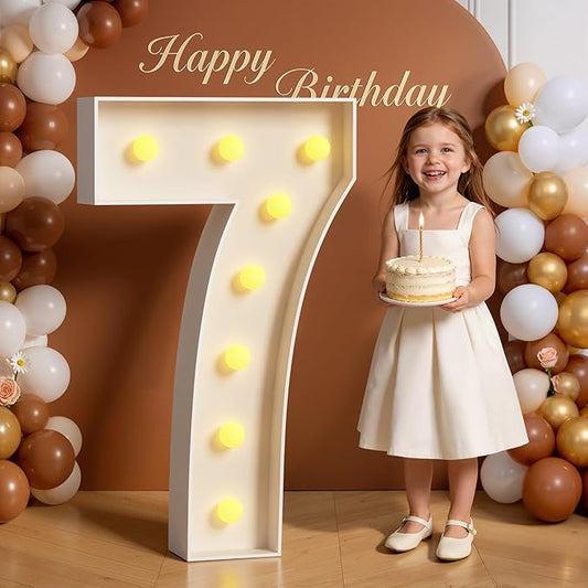 3FT Marquee Numbers 7 Large Light Up Numbers for 7th 70th Birthday Party Decorations Anniversary Light Up Sign Outdoor Pre-Cut Foam Board Kit