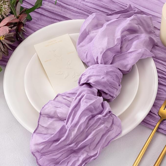 20 Pack Lilac Cheesecloth Napkins Cloth Washable Spring Summer Cloth Napkins Set of 20 Bulk 21x21 Inches for Wedding Baby Bridal Shower Birthday Dinner Party Home Table Decor